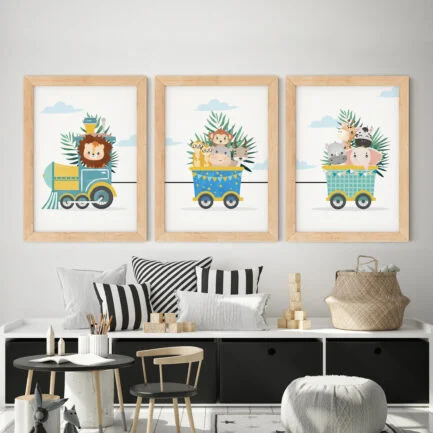 Safari Animal Choo Choo Train Wall Art