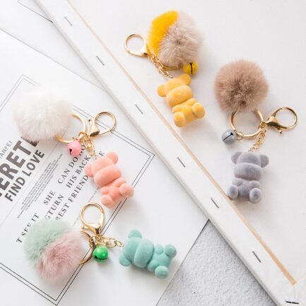 Bear Fur Ball Keychain